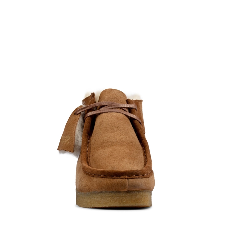 Hellbrauner, Warm Gefütterter Clarks Wallabee-stiefel Aus Leder