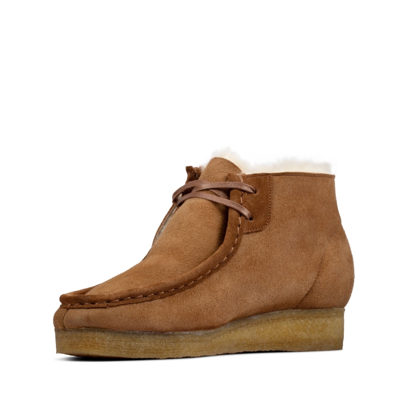 Hellbrauner, Warm Gefütterter Clarks Wallabee-stiefel Aus Leder