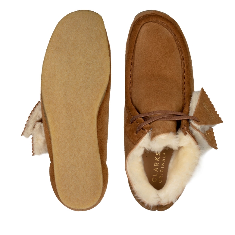 Hellbrauner, Warm Gefütterter Clarks Wallabee-stiefel Aus Leder