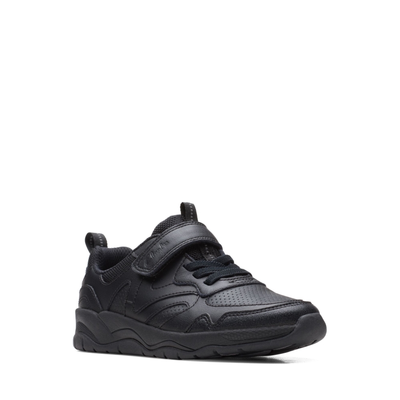 Schwarzes Leder Clarks C Loader Sprint K
