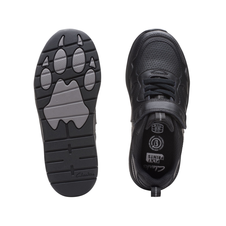 Schwarzes Leder Clarks C Loader Sprint K