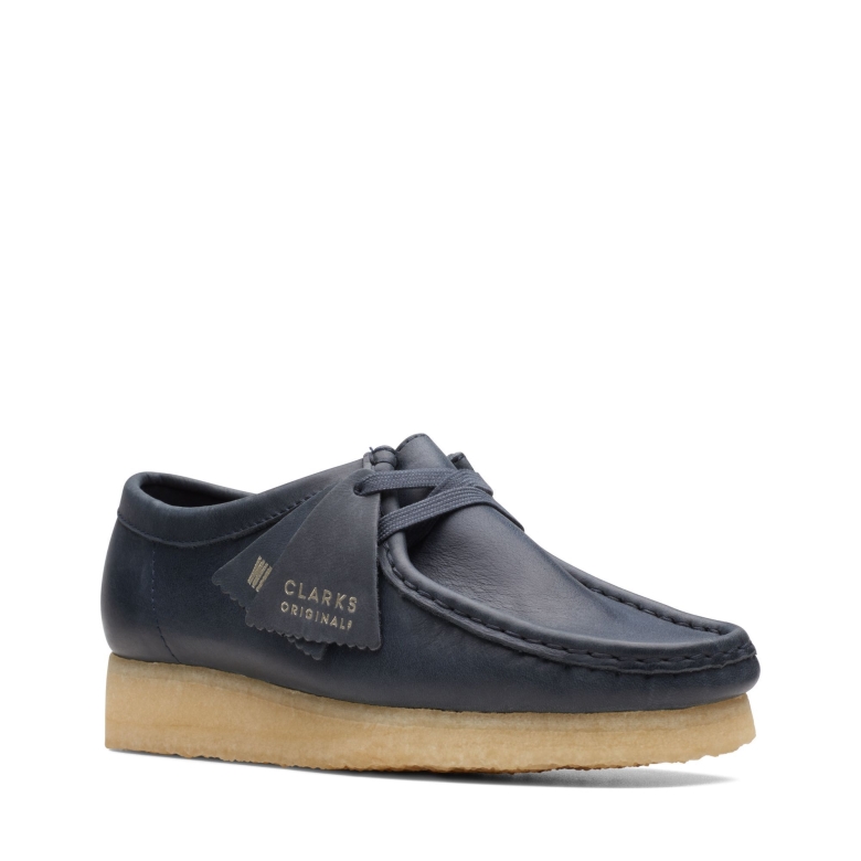 Wallabee Navy Leder Clarks