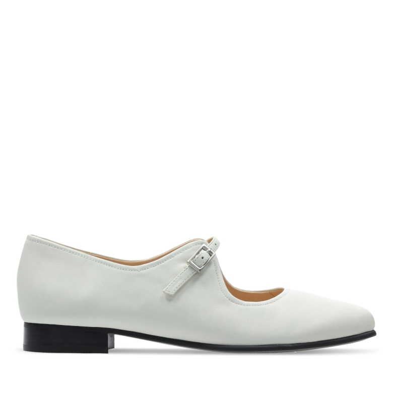 Reines Flaches Weißes Leder Clarks