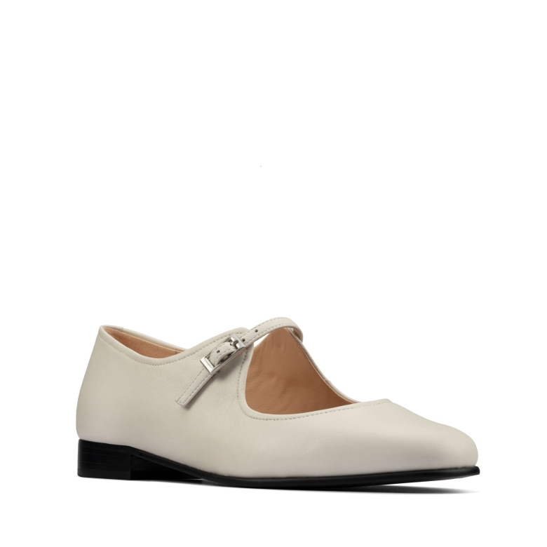Reines Flaches Weißes Leder Clarks