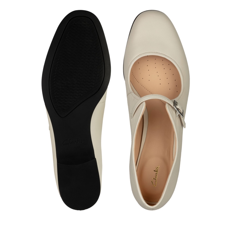 Reines Flaches Weißes Leder Clarks