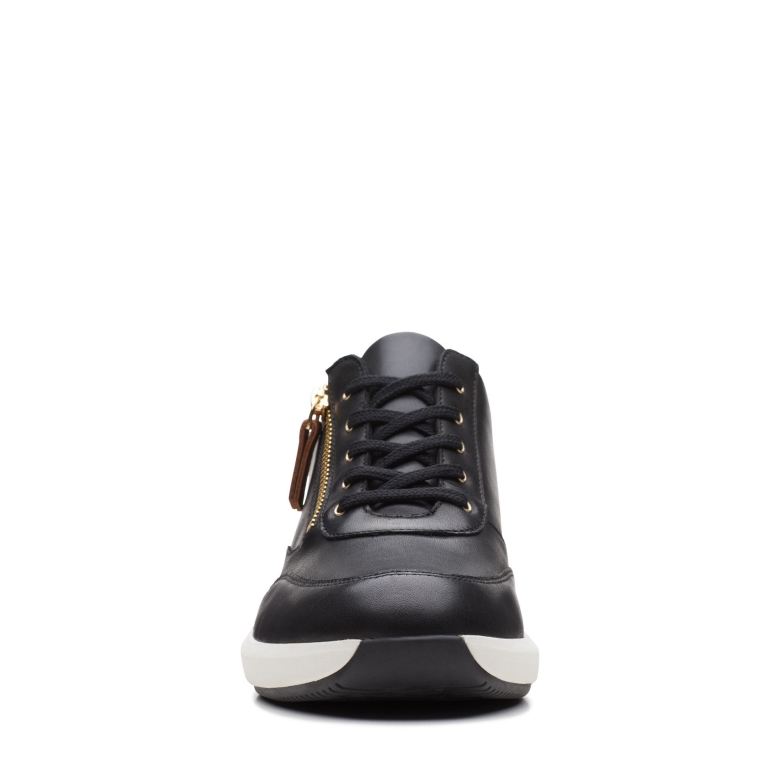 Clarks Un Rio Zip Schwarzes Leder