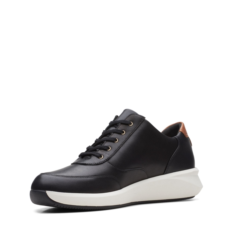 Clarks Un Rio Zip Schwarzes Leder