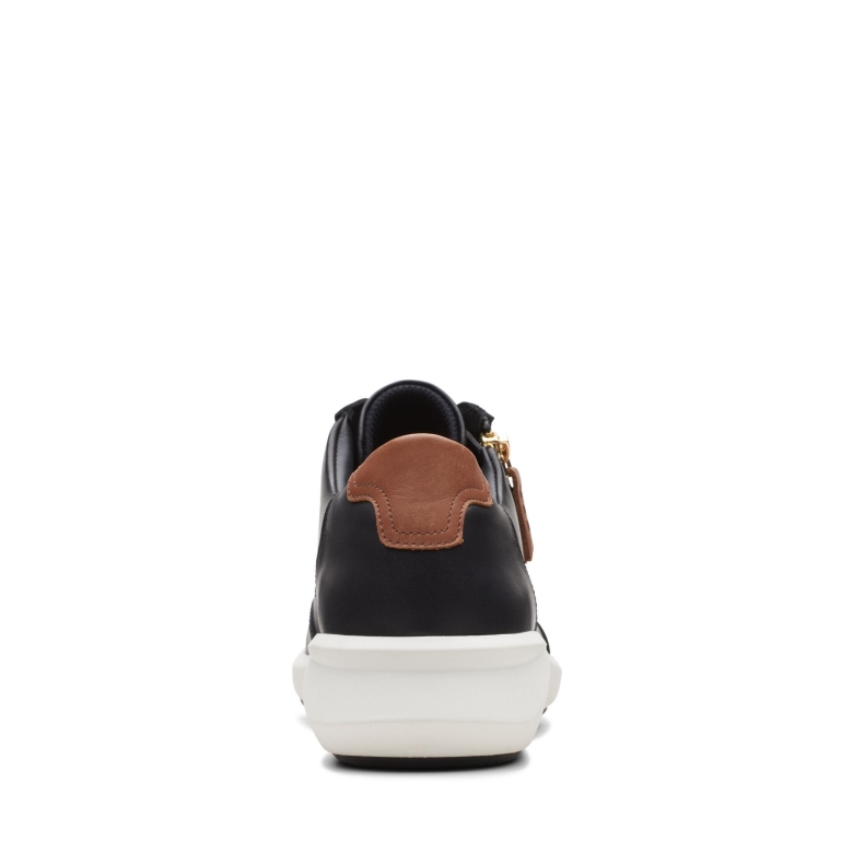 Clarks Un Rio Zip Schwarzes Leder