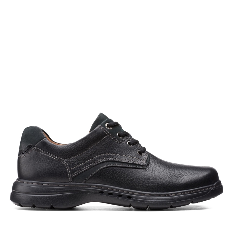 Schwarzes Getrommeltes Leder Clarks Un Brawley Pace