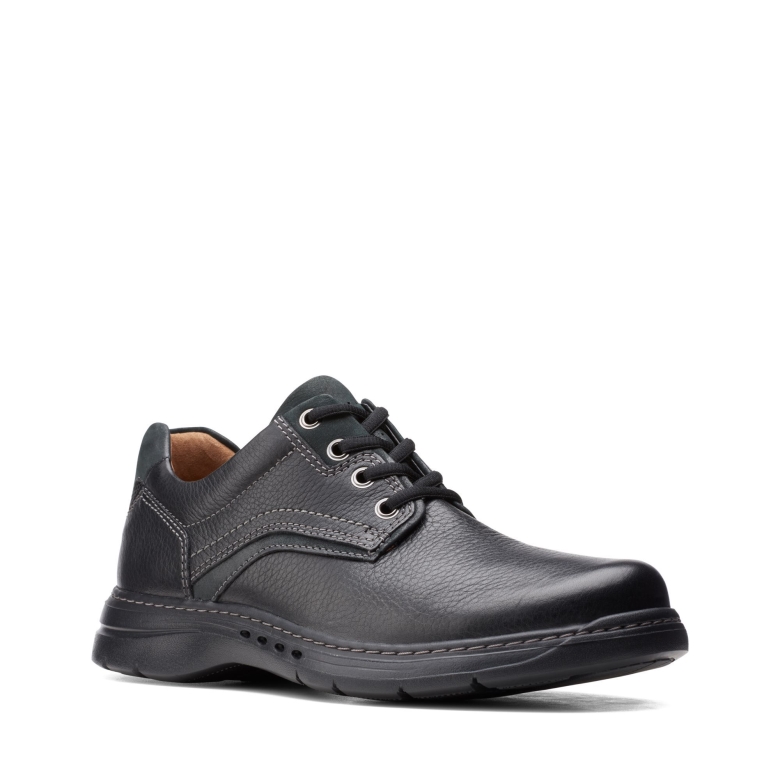 Schwarzes Getrommeltes Leder Clarks Un Brawley Pace