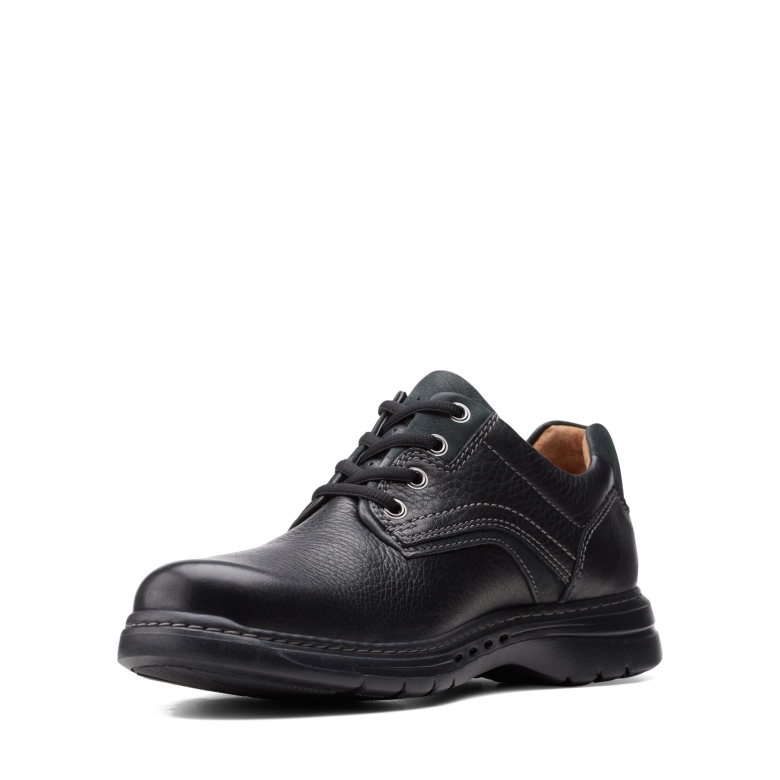 Schwarzes Getrommeltes Leder Clarks Un Brawley Pace