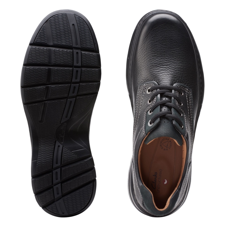 Schwarzes Getrommeltes Leder Clarks Un Brawley Pace