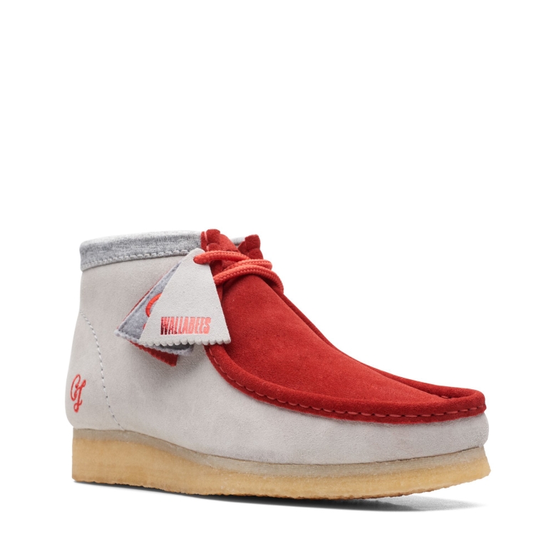 Clarks Wallabee Aber Neu Rot/grau