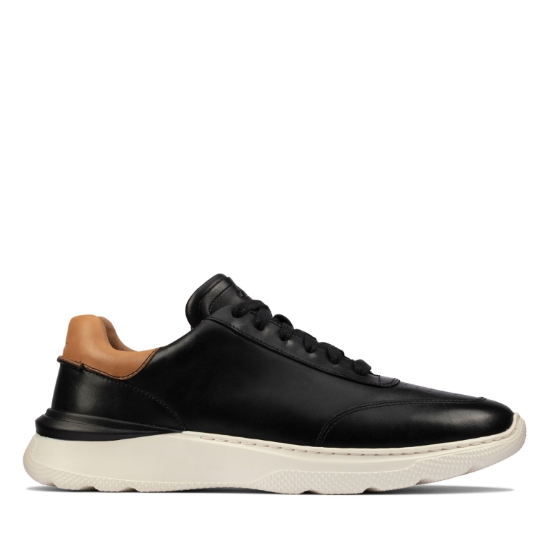 Schwarzes Leder Clarks Sprint Lite Schnürung