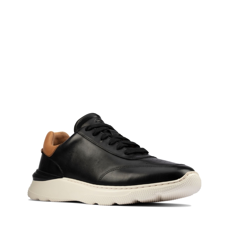 Schwarzes Leder Clarks Sprint Lite Schnürung
