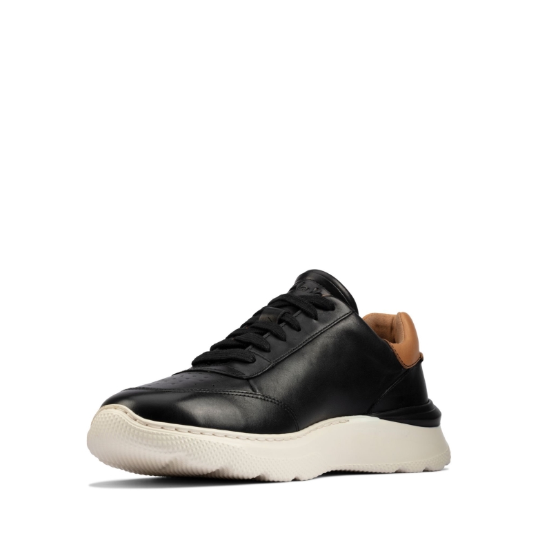 Schwarzes Leder Clarks Sprint Lite Schnürung