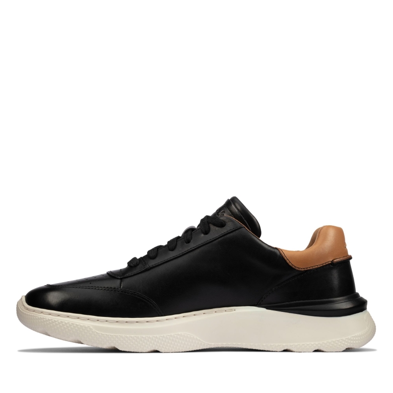 Schwarzes Leder Clarks Sprint Lite Schnürung