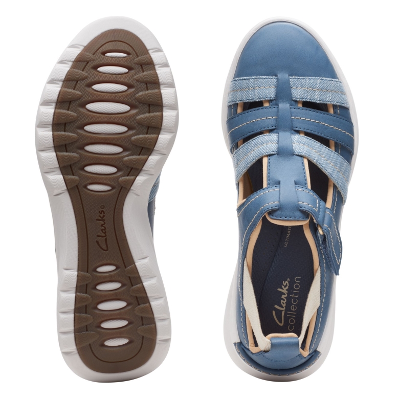 Clarks Blue Grey Lea Teagan Step