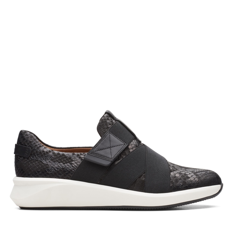 Clarks Un Rio Strap Schwarze Schlange