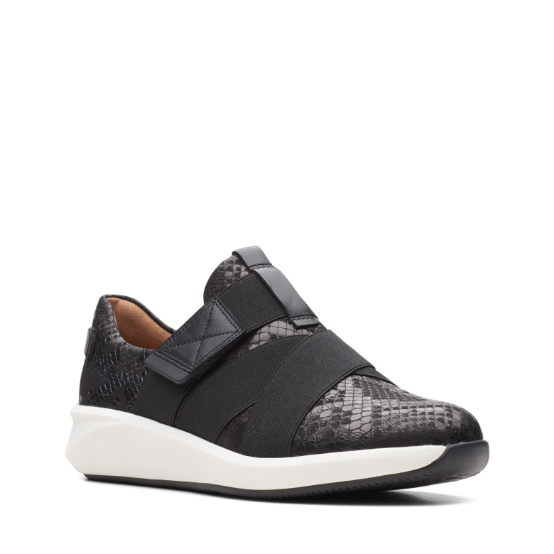 Clarks Un Rio Strap Schwarze Schlange