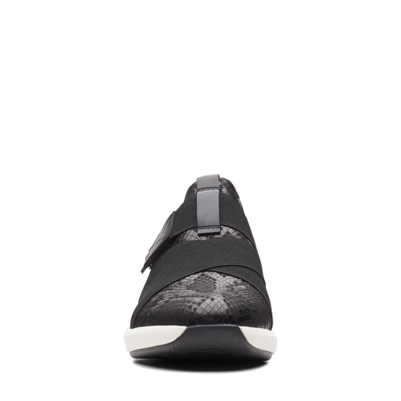 Clarks Un Rio Strap Schwarze Schlange