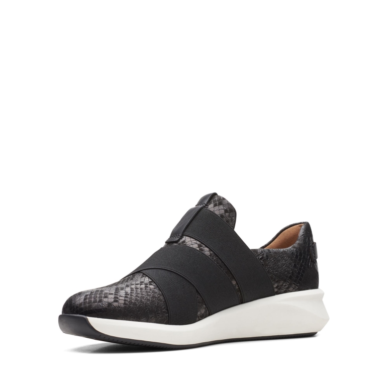 Clarks Un Rio Strap Schwarze Schlange