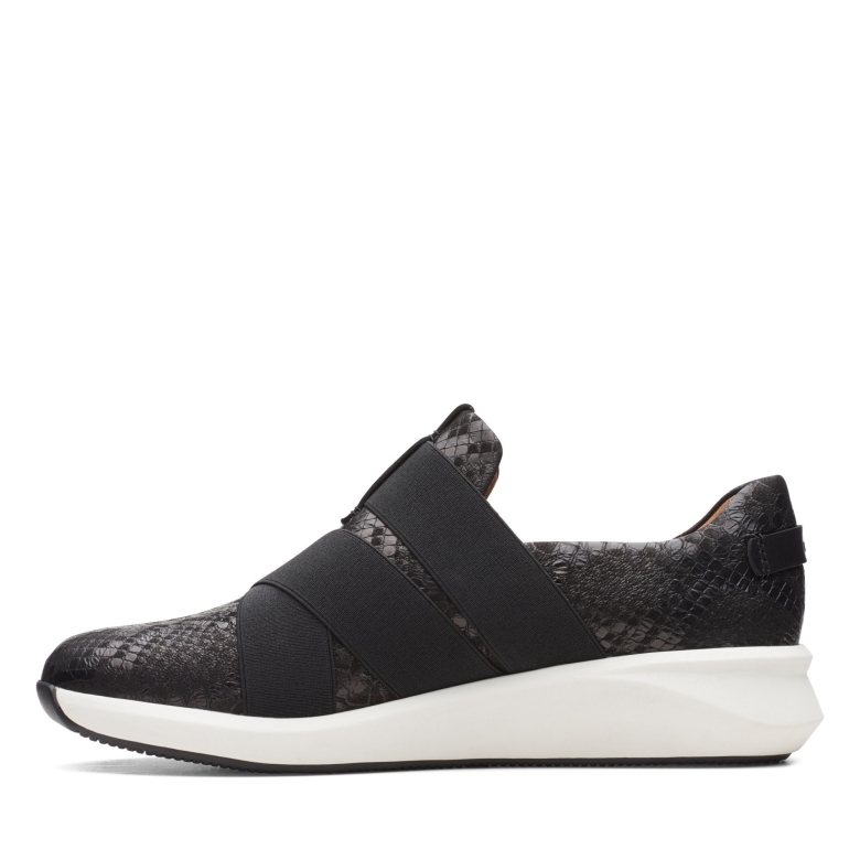 Clarks Un Rio Strap Schwarze Schlange