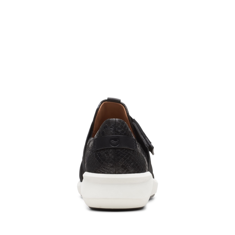 Clarks Un Rio Strap Schwarze Schlange