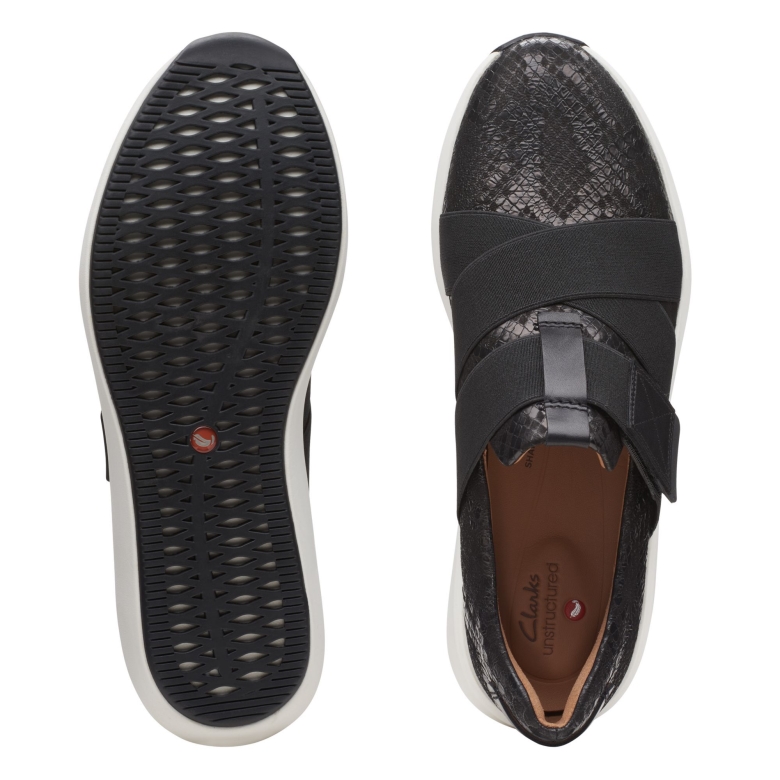 Clarks Un Rio Strap Schwarze Schlange