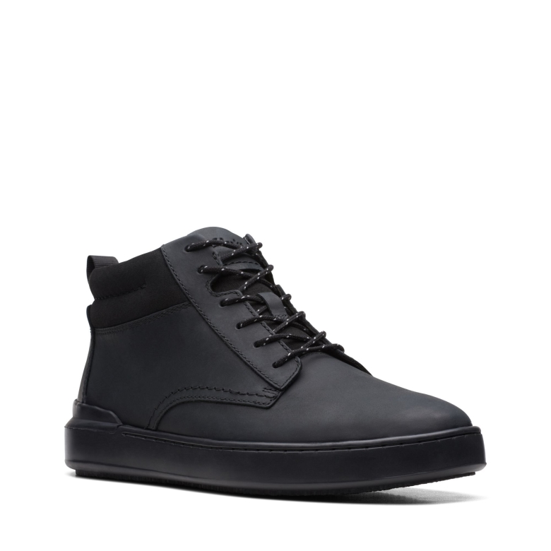 Clarks Court Lite Mid Aus Schwarzem Leder