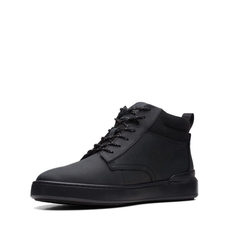 Clarks Court Lite Mid Aus Schwarzem Leder