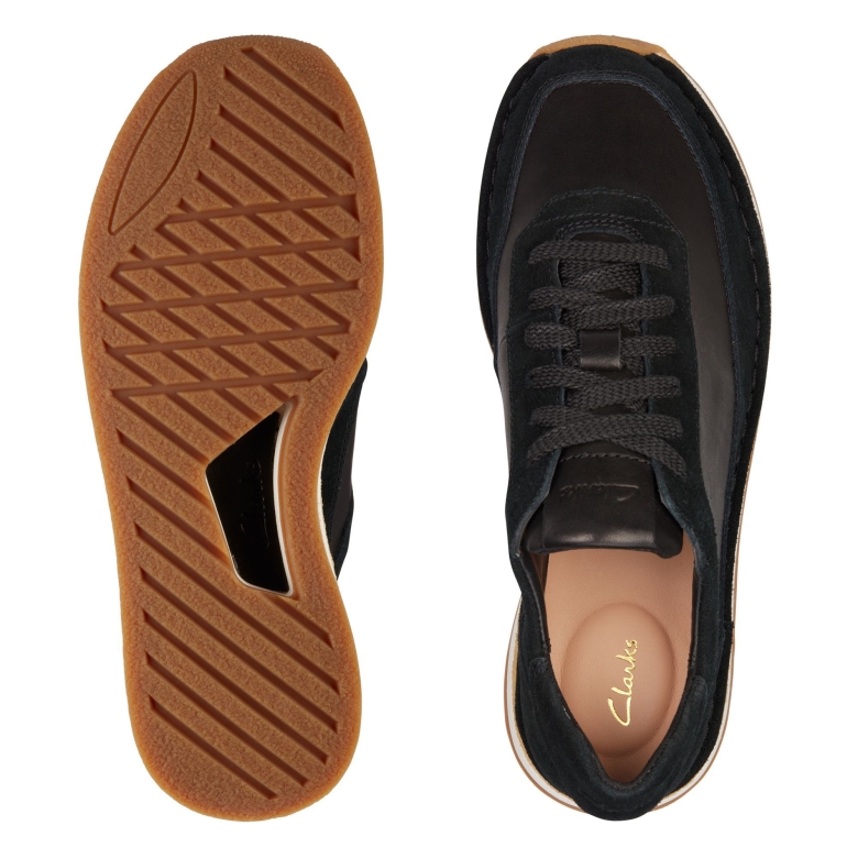 Schwarze Kombi-wildleder-clarks-craft-run-spitze