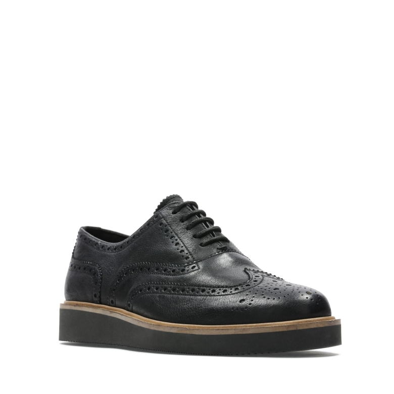 Clarks Baille Brogue Schwarzes Leder