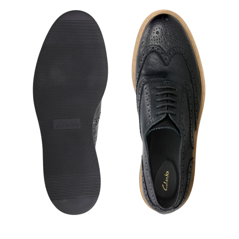 Clarks Baille Brogue Schwarzes Leder