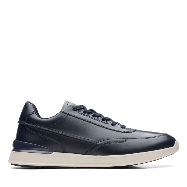 Marineblaues Leder Clarks Race Lite Schnürsenkel