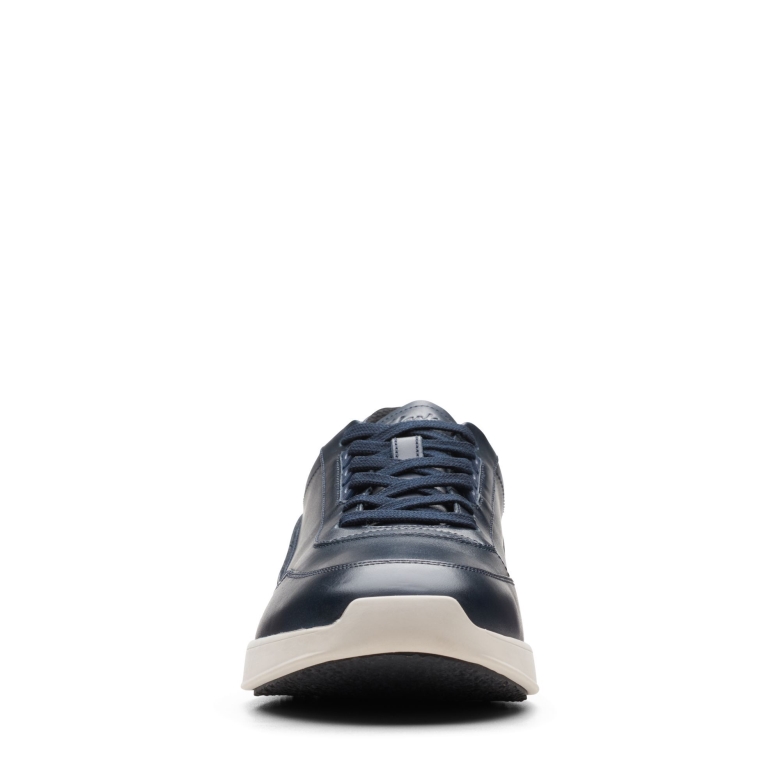 Marineblaues Leder Clarks Race Lite Schnürsenkel