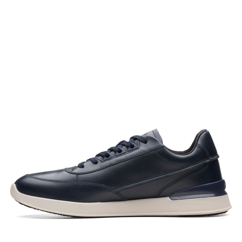 Marineblaues Leder Clarks Race Lite Schnürsenkel