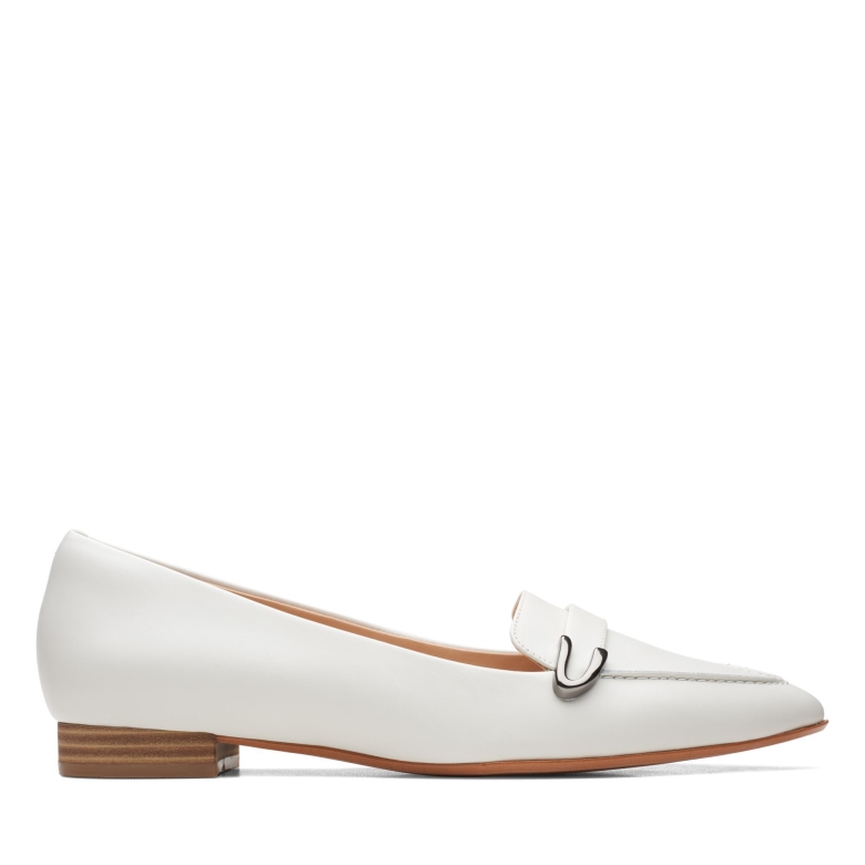 Clarks Laina 15 Schnalle Weißes Leder