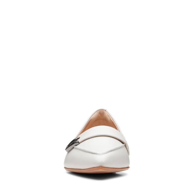 Clarks Laina 15 Schnalle Weißes Leder