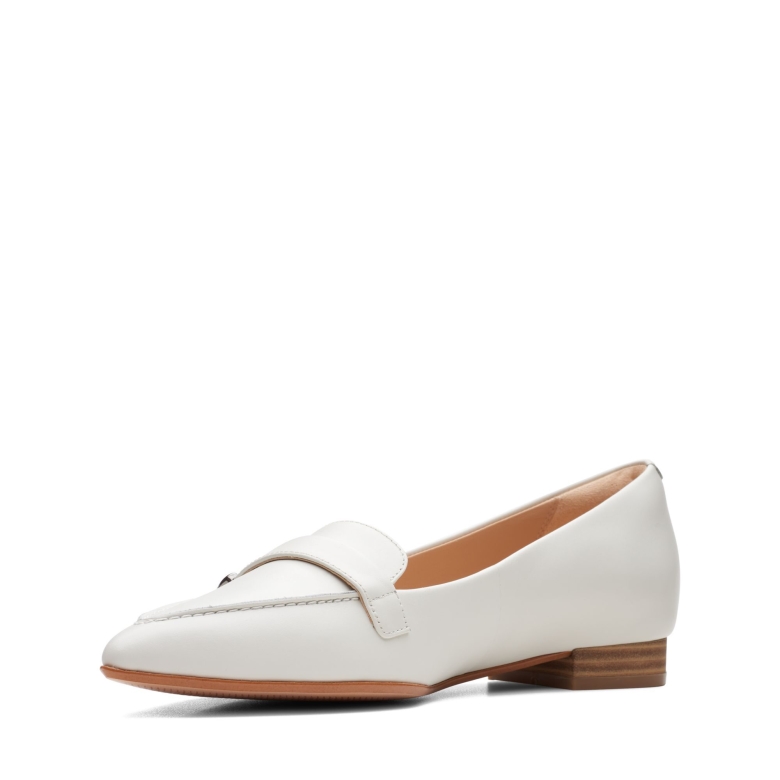 Clarks Laina 15 Schnalle Weißes Leder