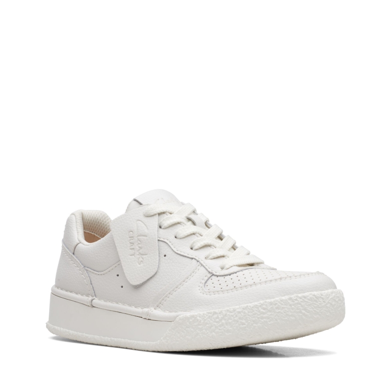 Clarks Craft Cup Court Aus Weißem Leder