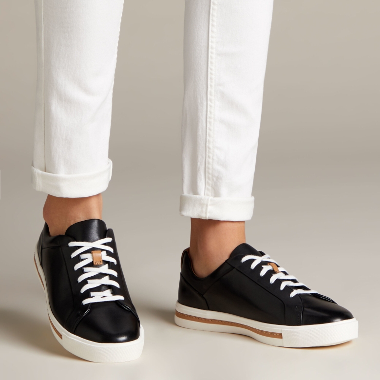 Un Maui Spitze Schwarzes Leder Clarks